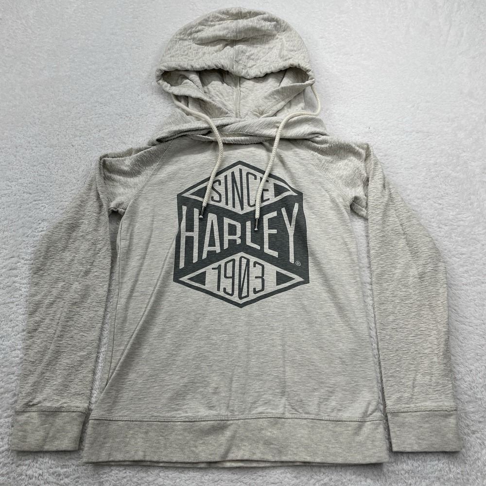 Harley Davidson Women Sweater Medium White Hoodie Sweatshirt Motorcycle Rider